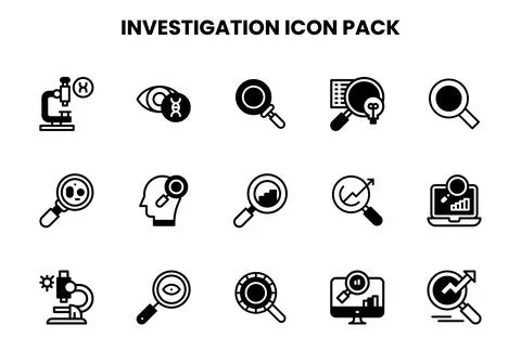 Investigation DuoTone Bundle Icons Pack Stock Illustration