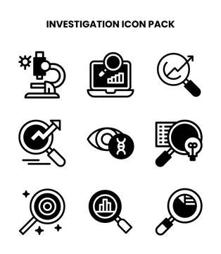 Investigation DuoTone Bundle Icons Pack Stock Illustration