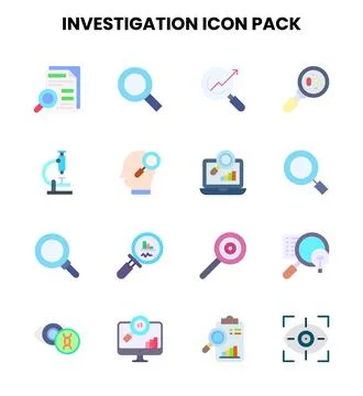 Investigation Flat Graphics Icons Pack Stock Illustration