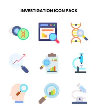 Investigation Flat Graphics Icons Pack Stock Illustration