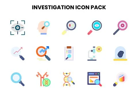 Investigation Flat Icons Pack Stock Illustration