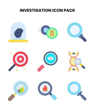 Investigation Flat Vector Icons Pack 스톡 일러스트