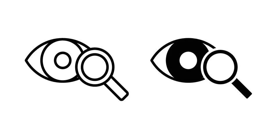 Investigation icon linear versions pack on white background Illustrazione stock