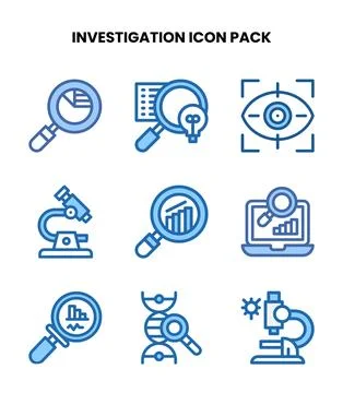 Investigation Two Colour Bundle Icons Pack Stock Illustration