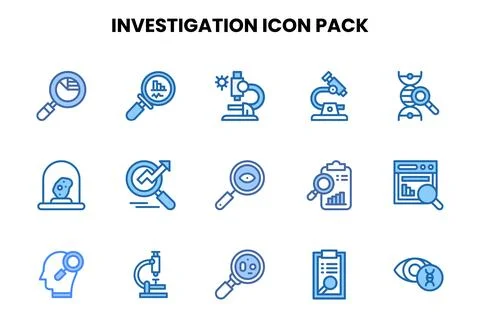 Investigation Two Colour Vector Icons Pack 스톡 일러스트