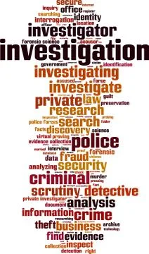 Investigation word cloud Stock Illustration