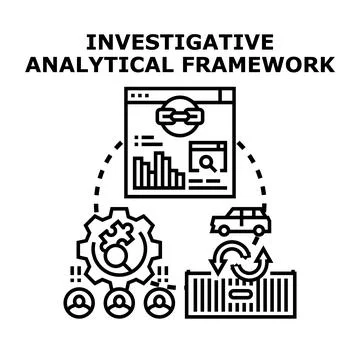 Investigative analytical framework for business data analysis Stock Illustration