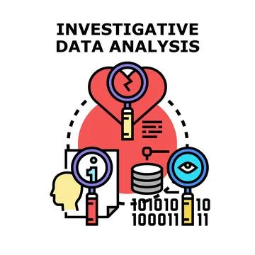 Investigative data analysis exploring digital information and problems Stock Illustration