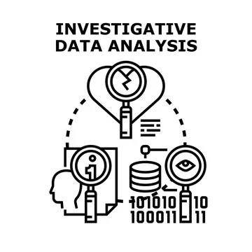 Investigative data analysis exploring digital information and problems Stock Illustration