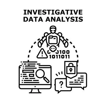 Investigative data analysis performing cybercrime defense Stockillustratie