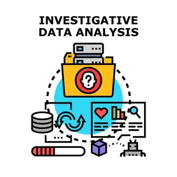 Investigative data analysis process finding hidden insights Stockillustratie