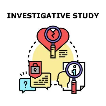 Investigative study researching problem analysis and data collection Stock Illustration