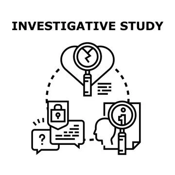 Investigative study researching problem analysis and data collection Stock Illustration