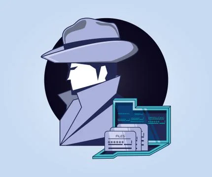 Investigator with folder data privacy イラスト素材