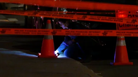 Investigator taking sample on-scene Video stock 116598272