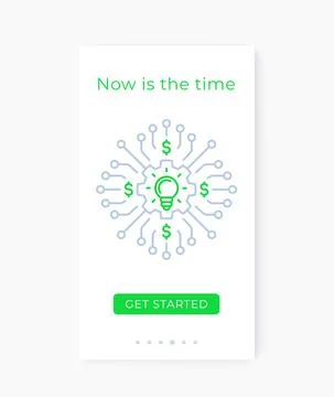 Investing app, mobile ui vector design Stock Illustration