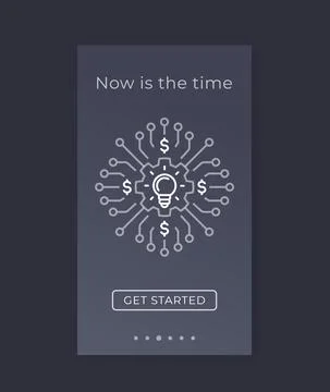 Investing app, mobile ui vector template Stock Illustration