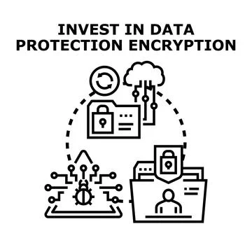 Investing in data protection encryption and security Stock Illustration