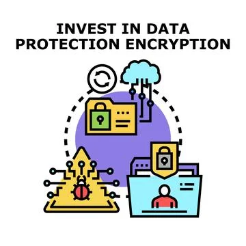 Investing in data protection encryption and security Stock Illustration