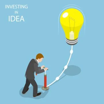 Investing in idea flat isometric vector concept. Stock Illustration
