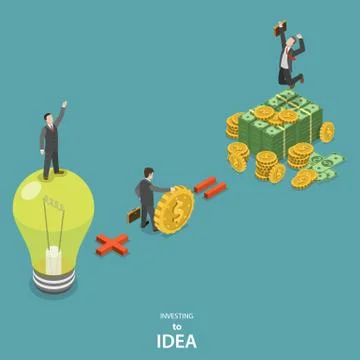 Investing into idea isometric flat vector concept. Stock Illustration