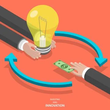 Investing into innovation flat isometric vector concept. Stock Illustration
