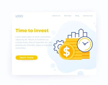 Investing website template design, vector Stock Illustration