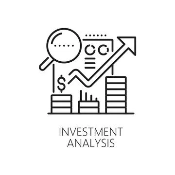 Investment analysis line icon, vector linear sign Stock Illustration
