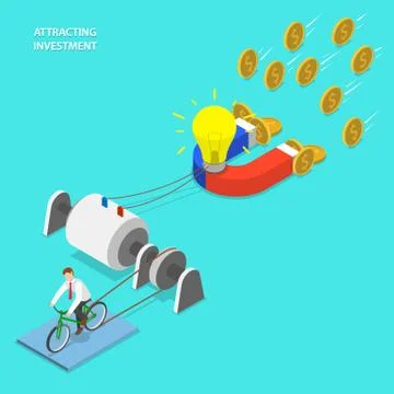Investment attraction flat isometric vector. Stock Illustration