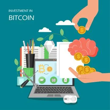 Investment in bitcoin vector flat style design illustration Stock Illustration