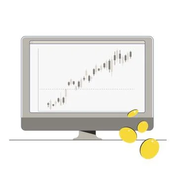 Investment concept. Computer screen with graph for digital invest. Stock mark Stock Illustration