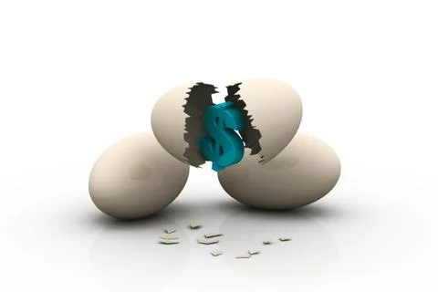 Investment concept with white egg shells Stock Illustration