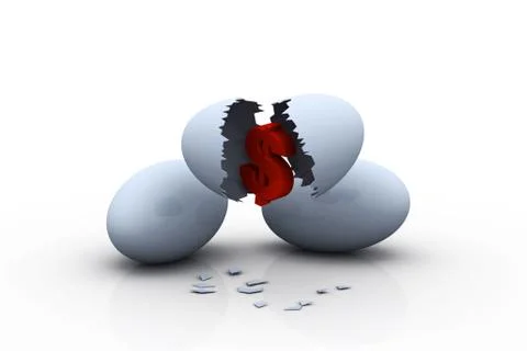 Investment concept with white egg shells Stock Illustration