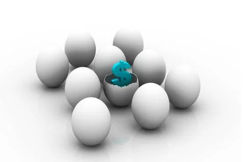 Investment concept with white egg shells Stock Illustration
