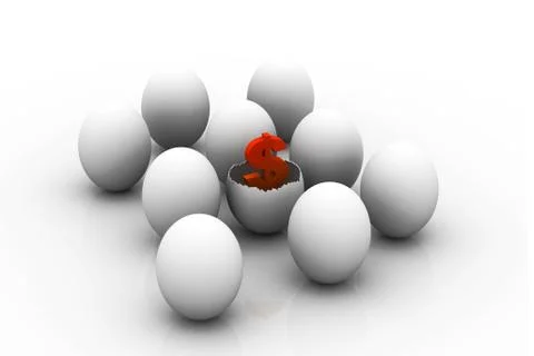 Investment concept with white egg shells Stock Illustration