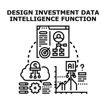 Investment data intelligence concept functioning process 库存插图