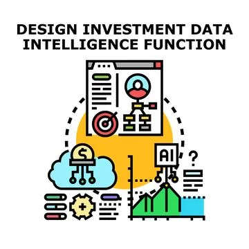 Investment data intelligence concept functioning process Stock Illustration