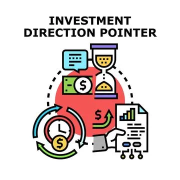 Investment direction pointer concept for financial growth 库存插图