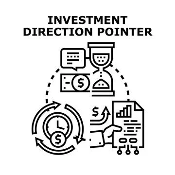 Investment direction pointer concept for financial growth 库存插图