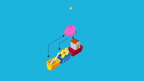 Investment diversification 3d animation Stock Footage 233050094