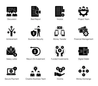 Investment Earnings Solid Icons Pack Stock Illustration