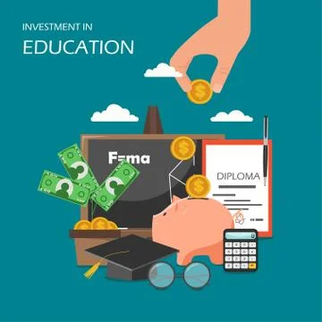 Investment in education concept vector flat illustration Stock Illustration