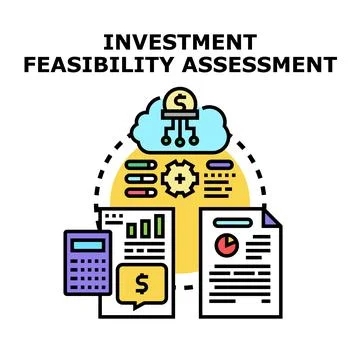 Investment feasibility assessment with data analysis concept Stock Illustration