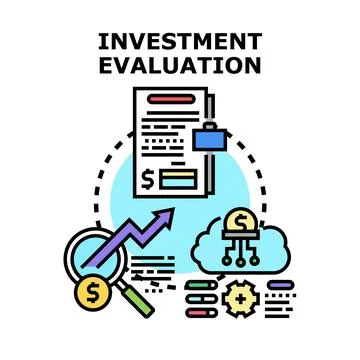 Investment financial evaluation process data analysis concept 스톡 일러스트