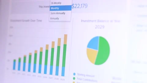 Investment graph information on computer screen - time lapse footage. Stock Footage 146488945