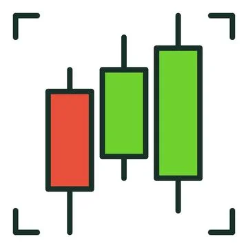 Investment Graph or Chart vector Three Candlesticks colored icon or logo el.. Stock Illustration