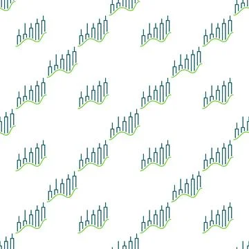 Investment Graph vector Candlestick Chart Wave colored seamless pattern 스톡 일러스트