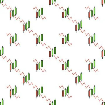 Investment Graph vector Candlestick Chart colored minimal seamless pattern Stock Illustration