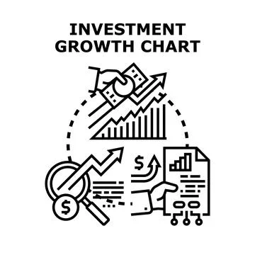 Investment growth chart concept analyzing financial progress Stock Illustration
