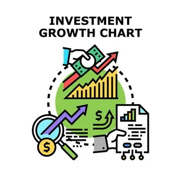 Investment growth chart concept analyzing financial progress Stock Illustration